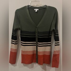 Cato Multicolor Striped V-Neck Cardigan Size M